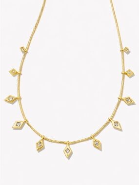 Kendra Scott Kinsley Gold Strand Necklace in White CZ